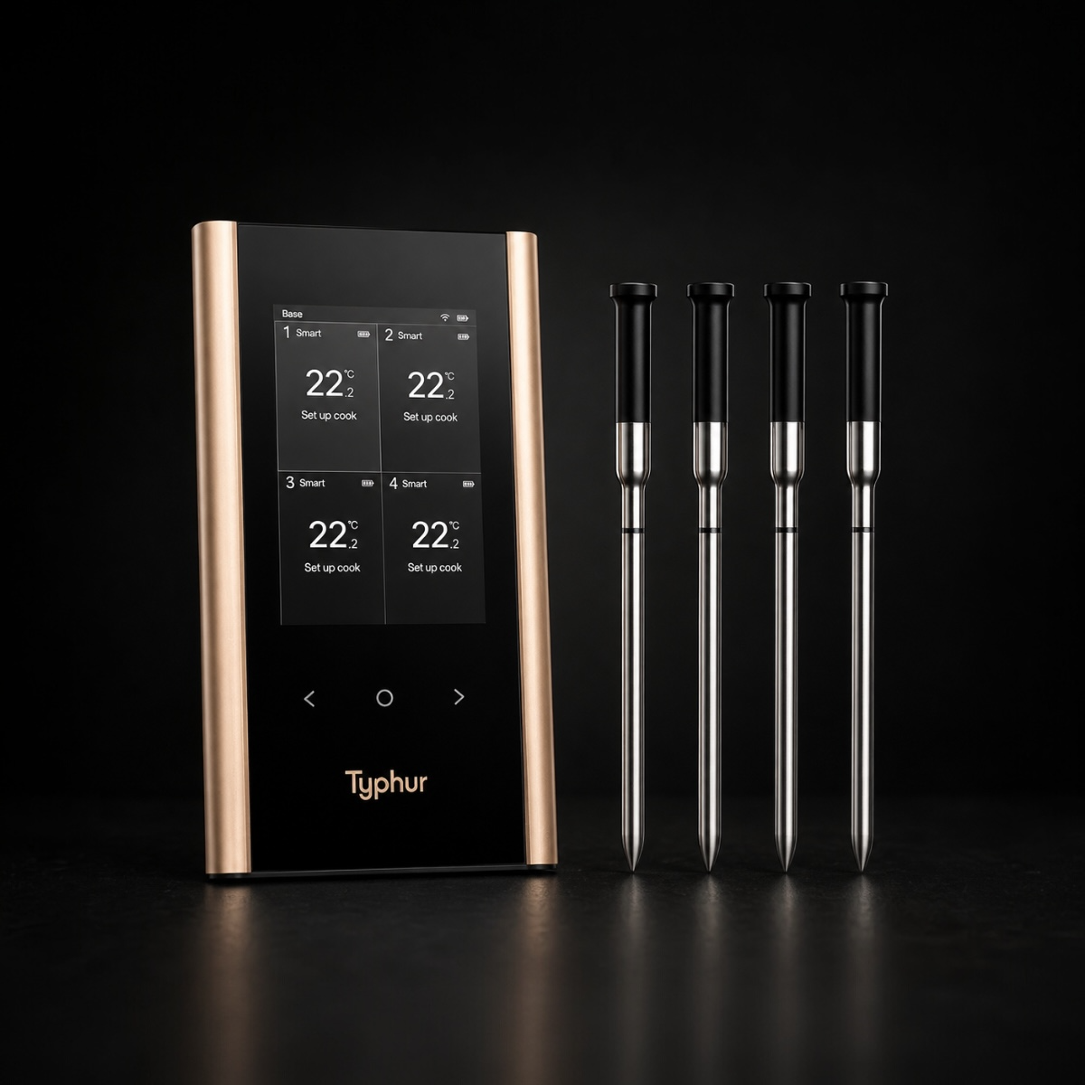 Typhur Sync Gold Quad – Draadloze BBQ Vleesthermometer met 4 Probe