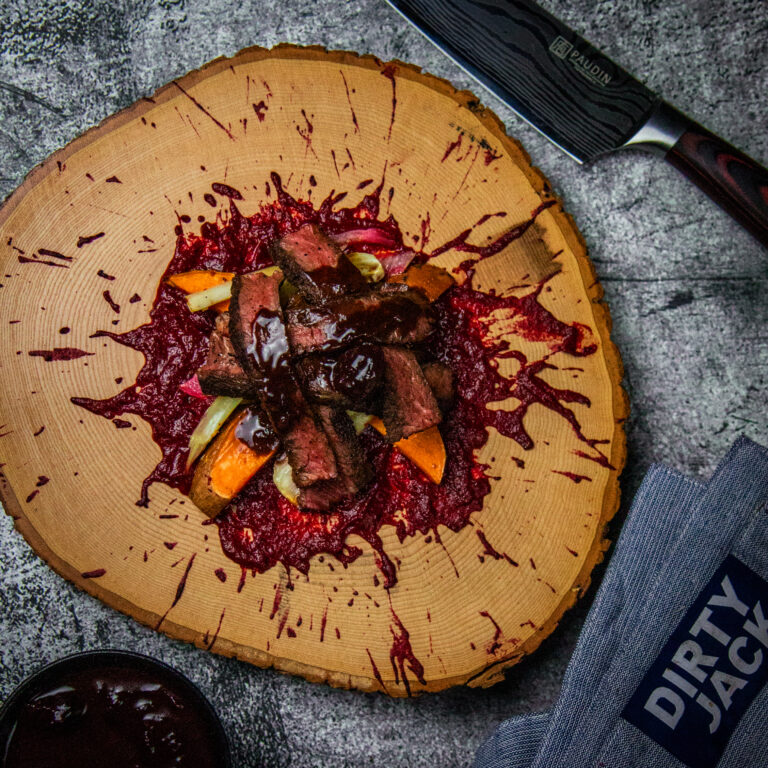 Skirt Steak met kersen-chocoladesaus van de BBQ